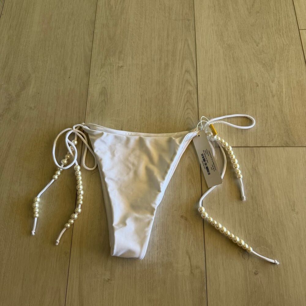 Meshki Arabella Pearl Tie Up Bikini Bottoms pink size L